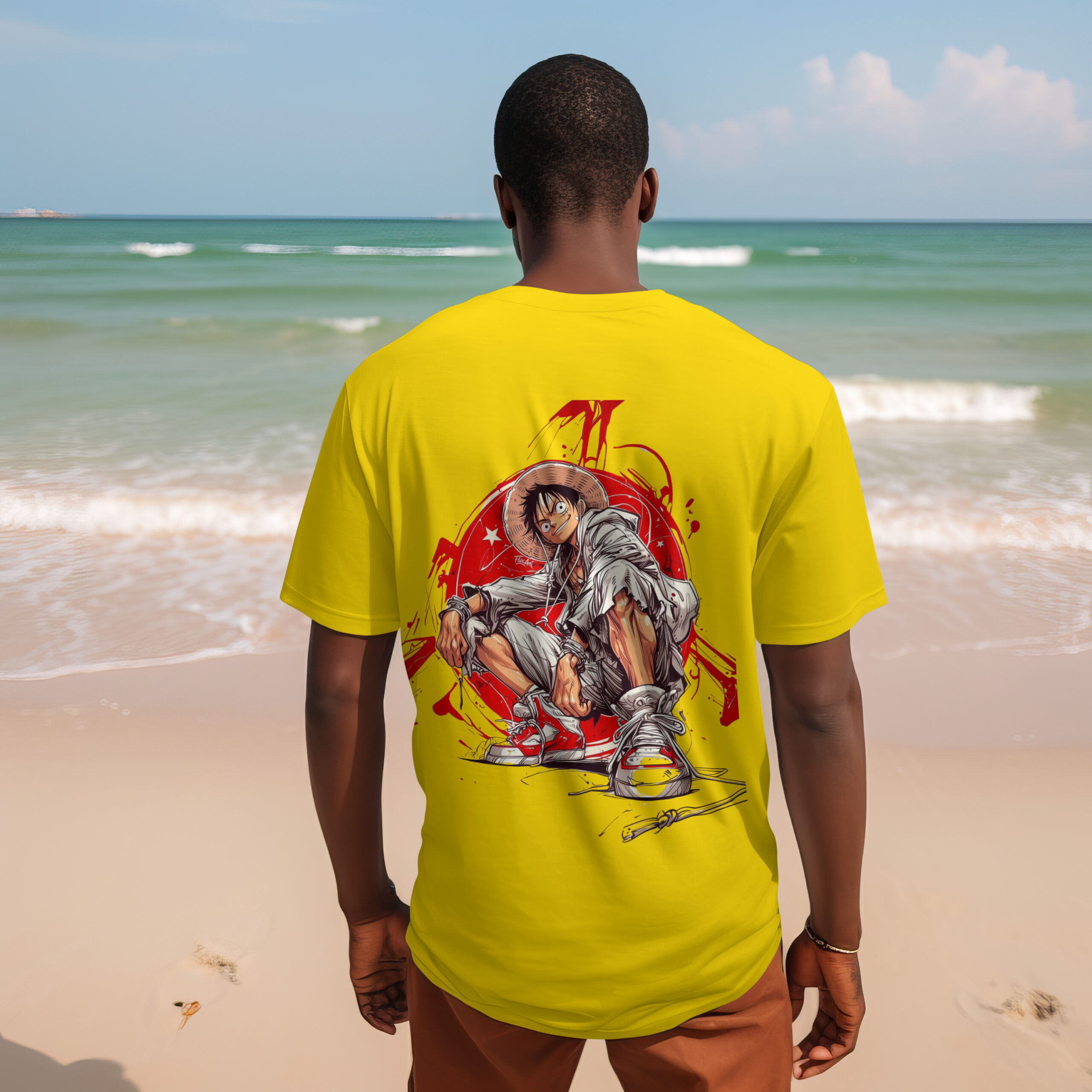 Luffy Street Style Printed Oversized T-Shirt