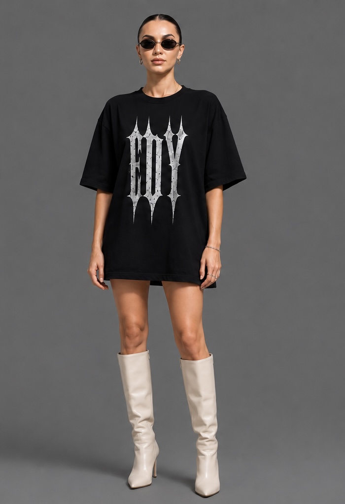 Woman Edysahh Void Series Oversized T-Shirt – 240 GSM Premium Heavyweight Cotton Streetwear (Limited Drop) - Image 6