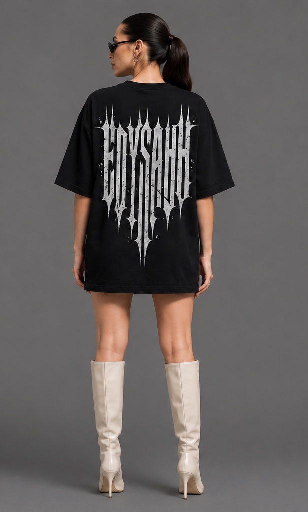 Woman Edysahh Void Series Oversized T-Shirt – 240 GSM Premium Heavyweight Cotton Streetwear (Limited Drop) - Image 4