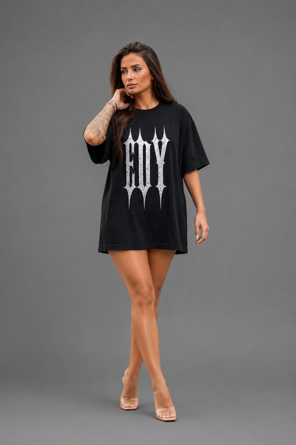 Woman Edysahh Void Series Oversized T-Shirt – 240 GSM Premium Heavyweight Cotton Streetwear (Limited Drop)