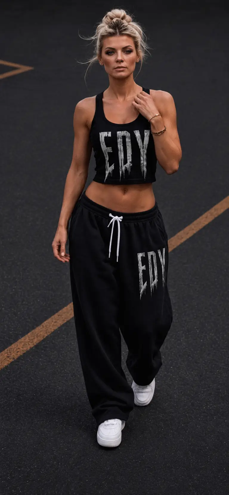EDYSAHH Women’s Black Gym Lower – 350 GSM Premium Cotton Track Pants for Workout & Athleisure (Copy)