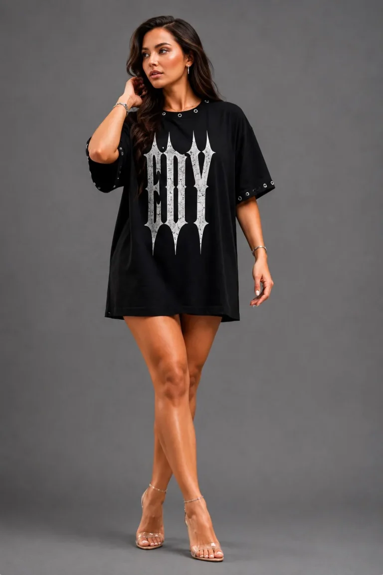 Woman Edysahh Void Series Oversized T-Shirt – 240 GSM Premium Heavyweight Cotton Streetwear (Limited Drop)