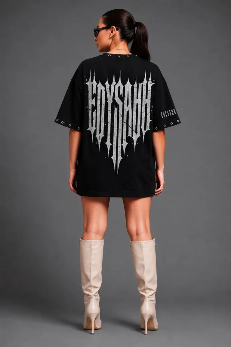 Woman Edysahh Void Series Oversized T-Shirt – 210 GSM Premium Heavyweight Cotton Streetwear (Limited Drop)