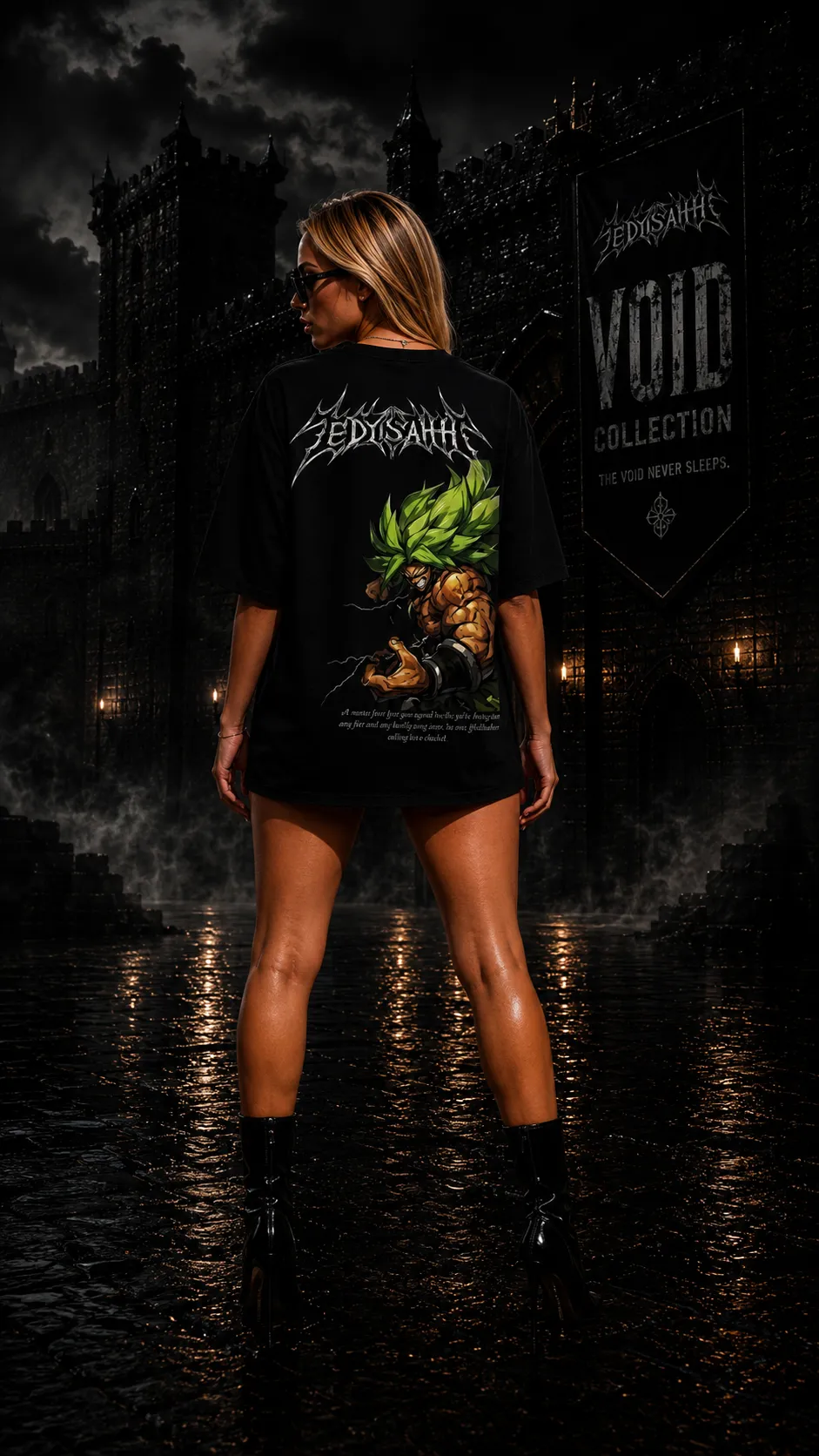 Edysahh Women’s Anime Collection Oversized T-Shirt | Premium Cotton Graphic Streetwear Tee | Black Anime Back Print