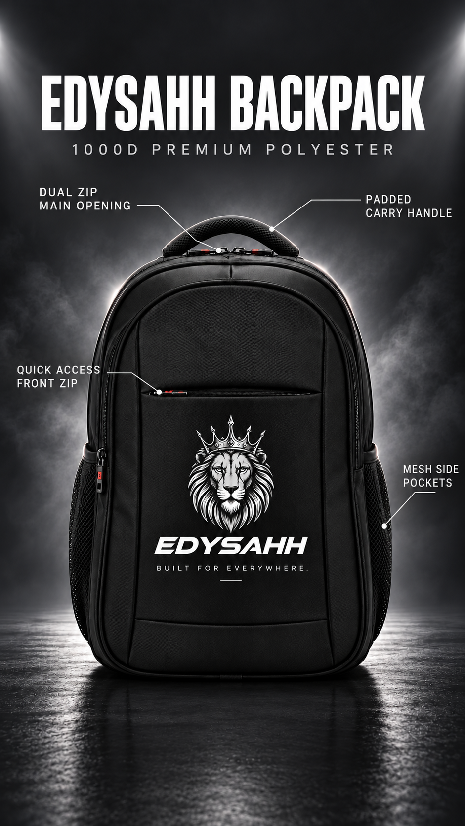 EDYSAHH® Built For Everywhere Multi-Storage Streetwear Backpack - Image 8