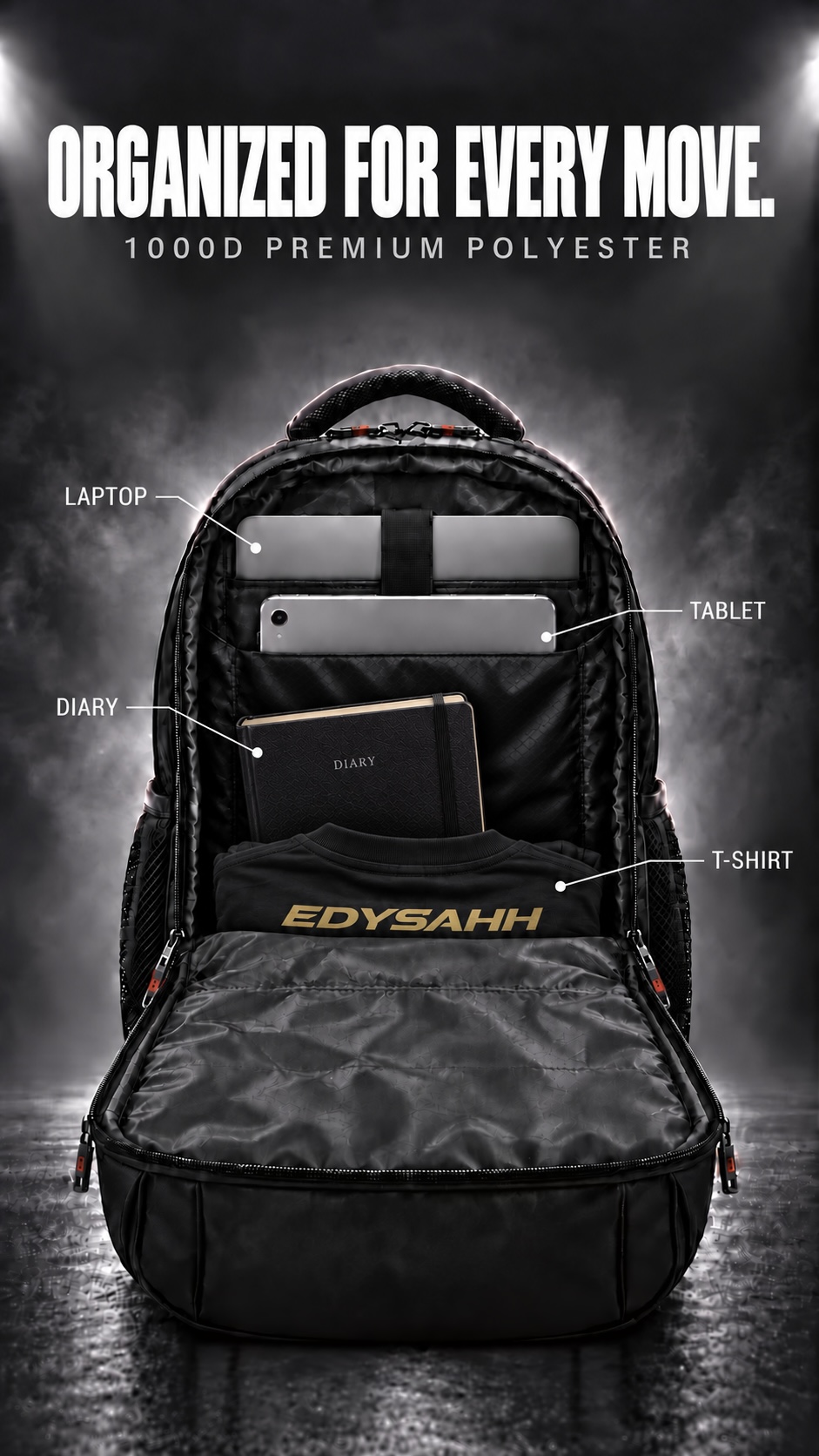 EDYSAHH® Built For Everywhere Multi-Storage Streetwear Backpack - Image 5
