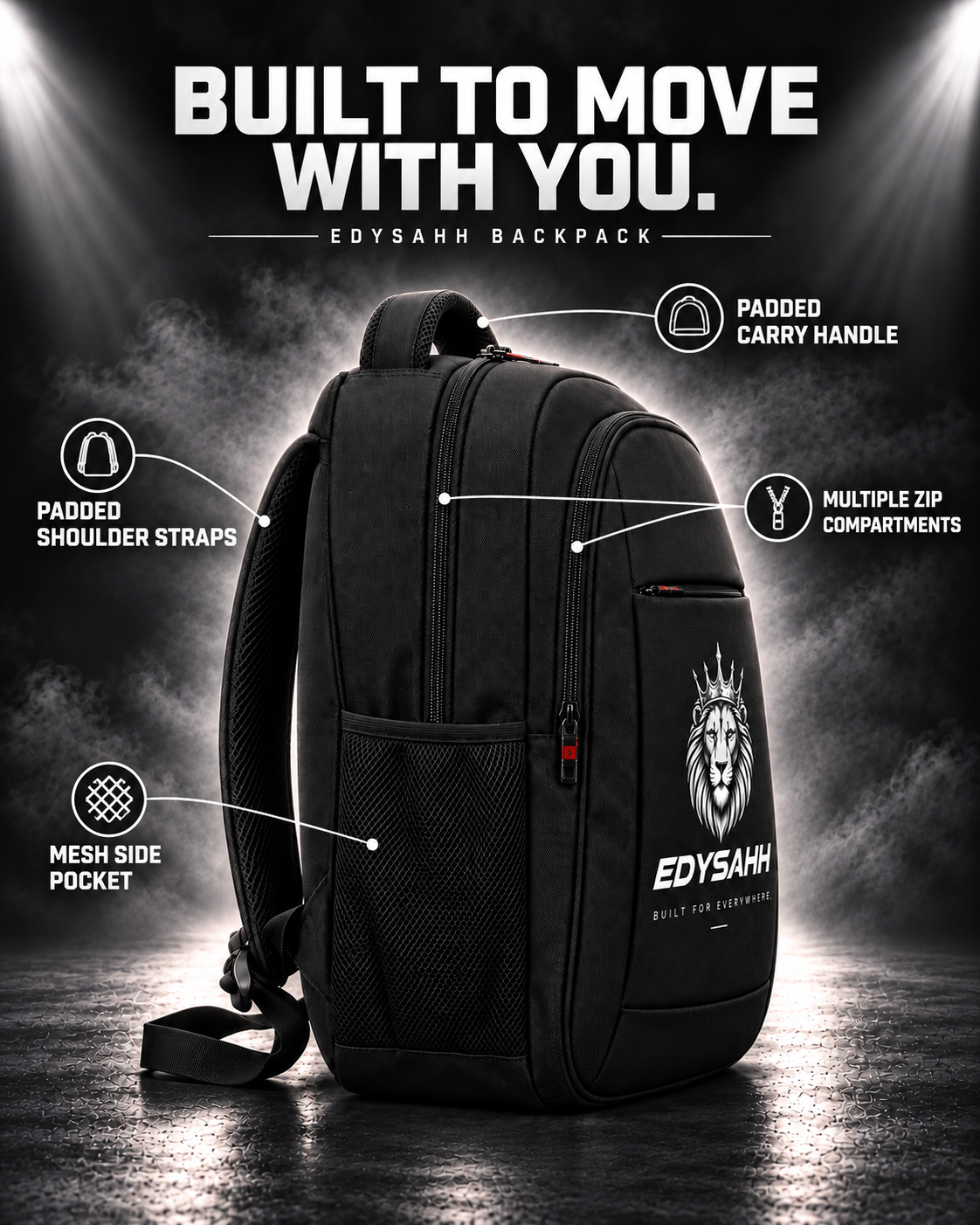 EDYSAHH® Built For Everywhere Multi-Storage Streetwear Backpack - Image 6